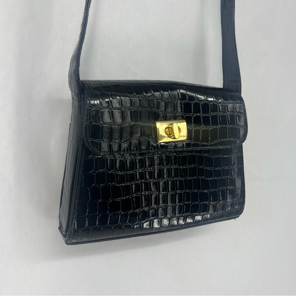 Marks & Spencer Elegant Black Crocodile-Embossed Shoulder Bag